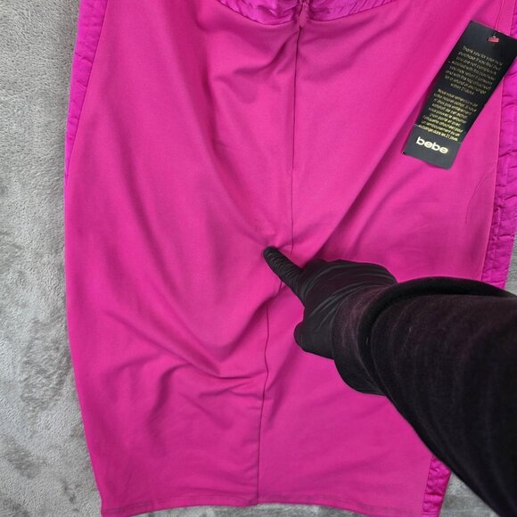 Bebe Dress Womens Size XL Pink Halter Open Back Pencil Rose Violet NWT Midi - Picture 14 of 14